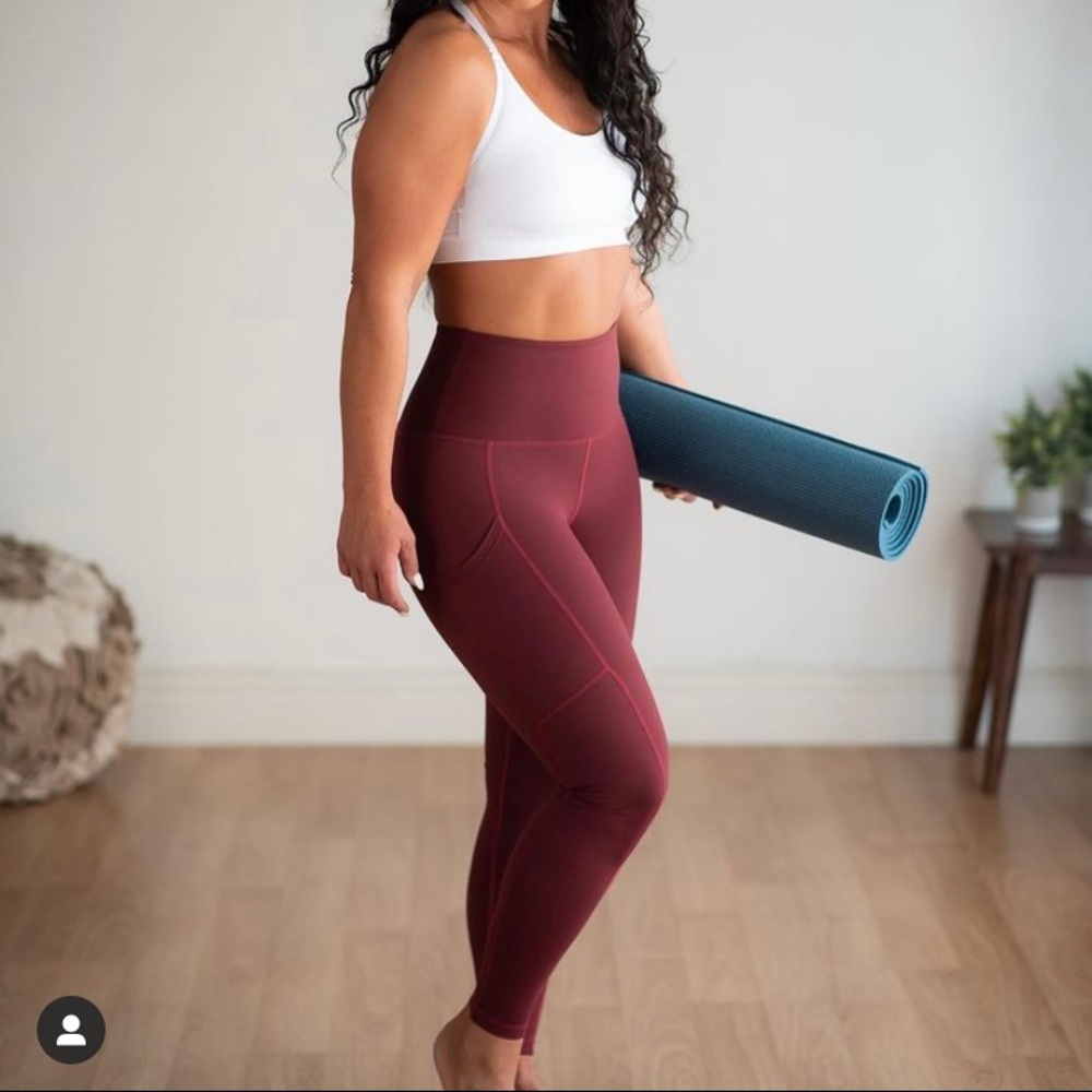 Love Her 7/8” maroon compression leggings